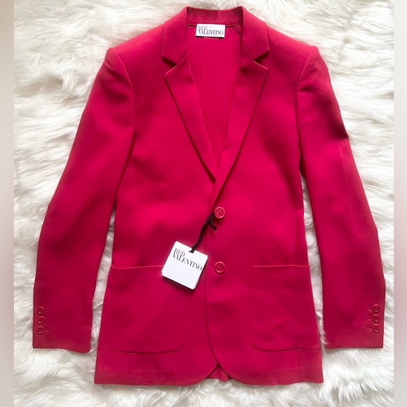New! Rare RED VALENTINO Single-Breasted Long Blazer in Fuchsia - Picture 6 of 13